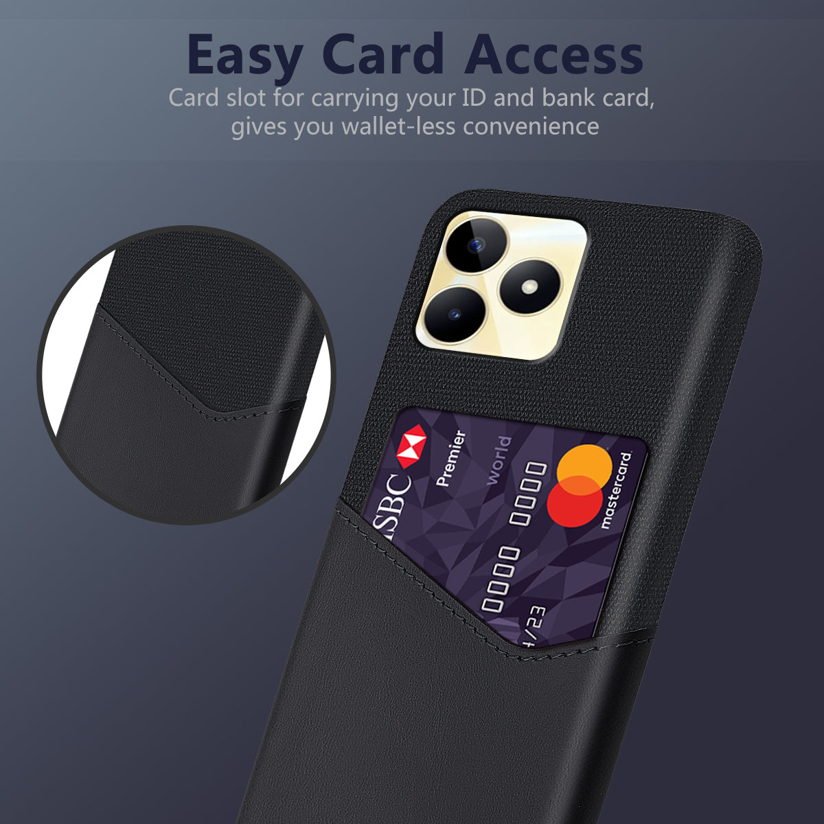 PC+PU Leather Case for Realme Narzo N53 4G Card Holder Phone Shell Anti-Scratch Cover PC+PU Leather Case for Realme Narzo N53 4G Card Holder Phone Shell Anti-Scratch Cover